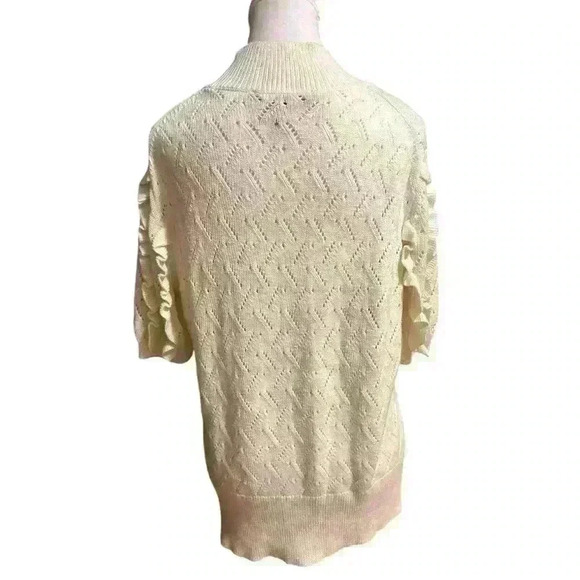 White House Black Market Pointelle Mock Neck Ruffle Sweater Size XL - Picture 3 of 8
